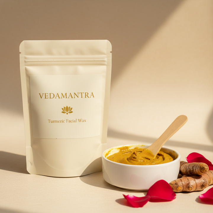 Vedamantra Turmeric Facial Wax — 5-Minute Painless Herbal Wax Powder (Pack of 2)