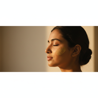 Woman with Chandan face mask applied – lifestyle