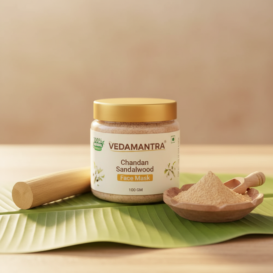 Vedamantra Chandan Sandalwood Face Mask jar – main product shot