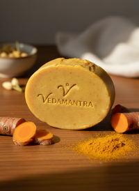 Vedamantra Lakadong Haldi Glow Soap — Branded Product Photo